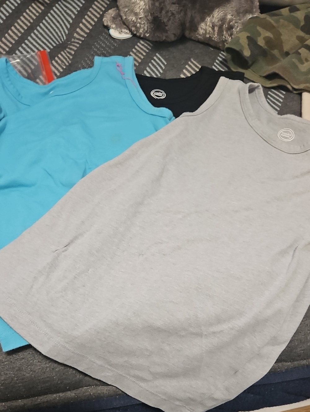 wonder nation Kids Tank Tops in Turquoise, Black & Gray
